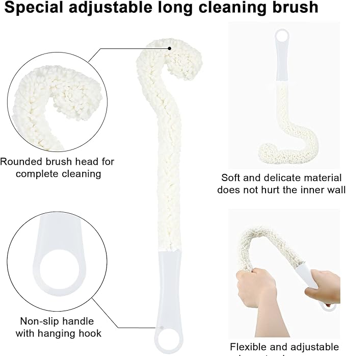 Boao 3 Pcs Wine Decanter Cleaning Brushes with Stainless Steel Cleaning Balls Wine Glass Flexible Bottle Scourers Brushes Cleaners Polishers for Decanter Glass Goblets Champagne Flutes Cups