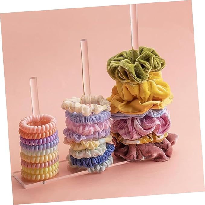 Acrylic Hair Accessories Organizer Display Stand for Hair Ties Bracelets and Headbands Clear Stackable and Versatile Storage for Girls Jewelry and Hairbands