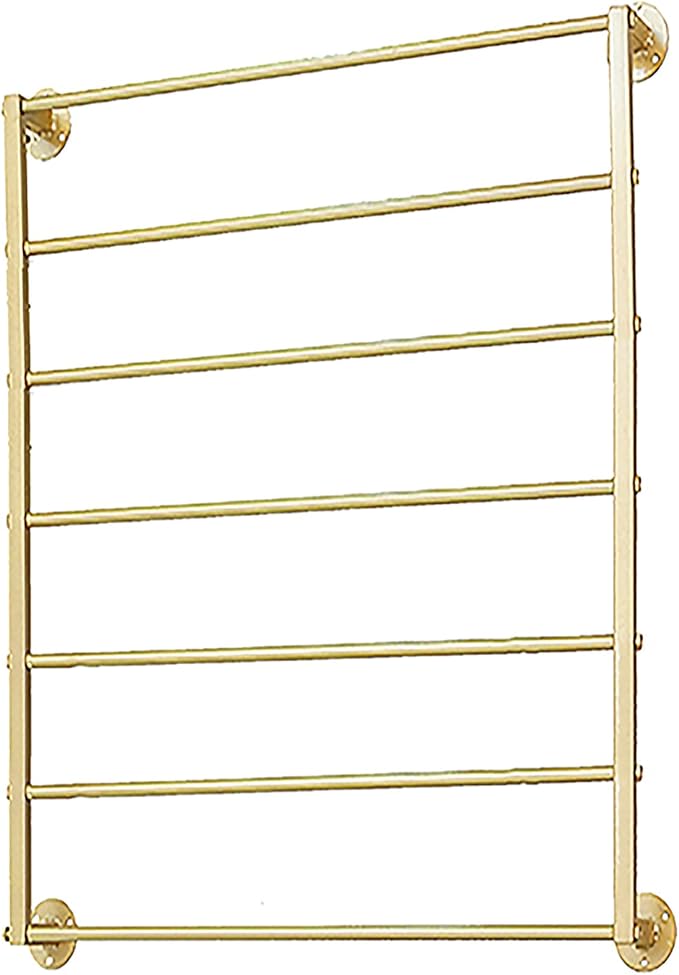 Wall Mounted Scarf Rack, Gold Silk Scarves Hijab Hanger Organizer Metal Racks Wrapping Tissue Paper Ribbon Holder Towels Storage Display for Flower Shop Retail Store (Gold, 7T-23.6×35.4IN)