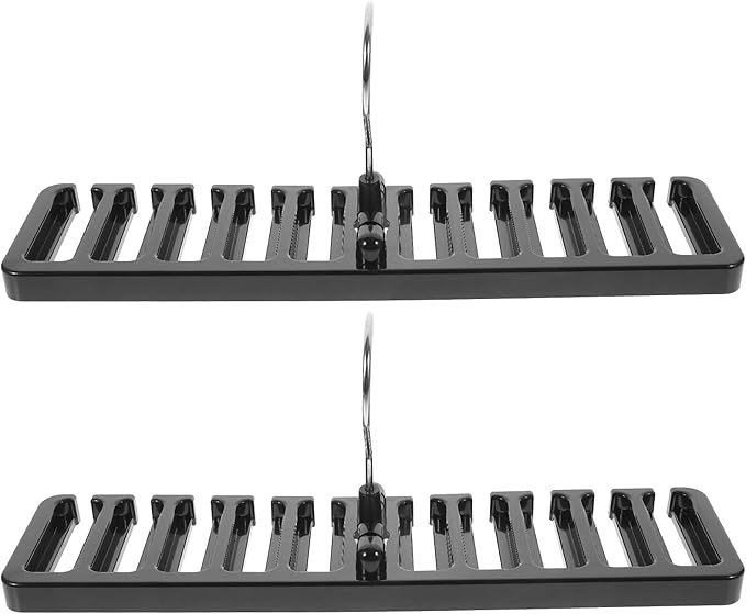 2pcs Belt Hanger and Scarf Organizer for Closet, Multi-Slot Black Metal Tie Hanger Rack, Space-Saving Accessory Organizer for Clothing Storage