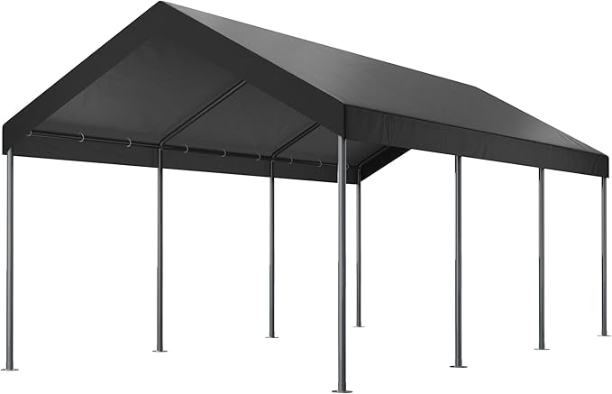 Shintenchi 10x20ft Heavy Duty Carport with UV&Wind Resistant Canopy,Portable Carport Garage Shelter with Stable Powder-Coated Steel Frame,Outdoor Carports for Car,Bike,Camp,Storage(Grey)
