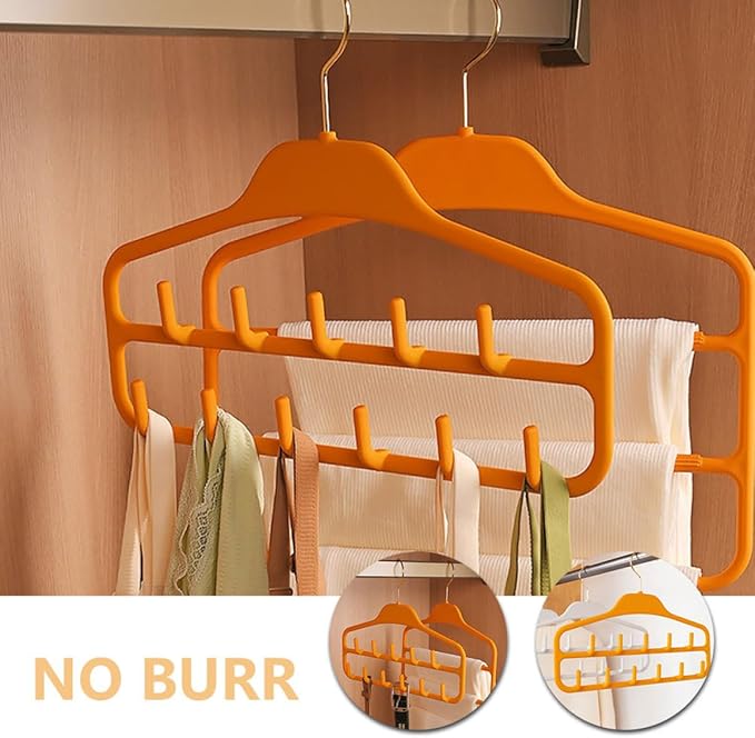 Veemoon 2pcs Multi-Functional Belt and Scarf Hanger with 11 Hooks, Large Capacity Accessory Organizer for Closet, Orange Sturdy Plastic, Suitable for Home Storage and Tie Holder