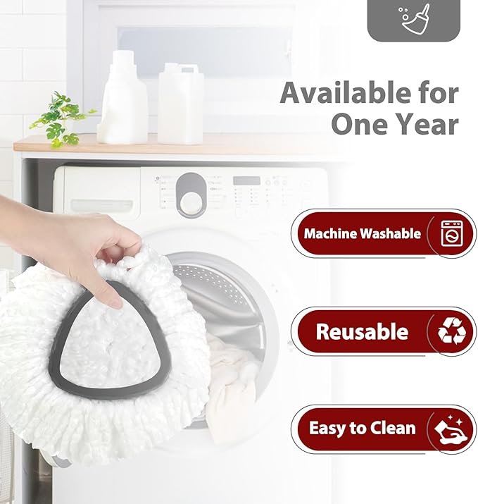 Mop Head Replacement, 4 Pack Spin Mop Refill Replace Head Compatible for Oceda EasyWring 1-Tank System, Microfiber Machine Washable, Not Easy to Dislodge