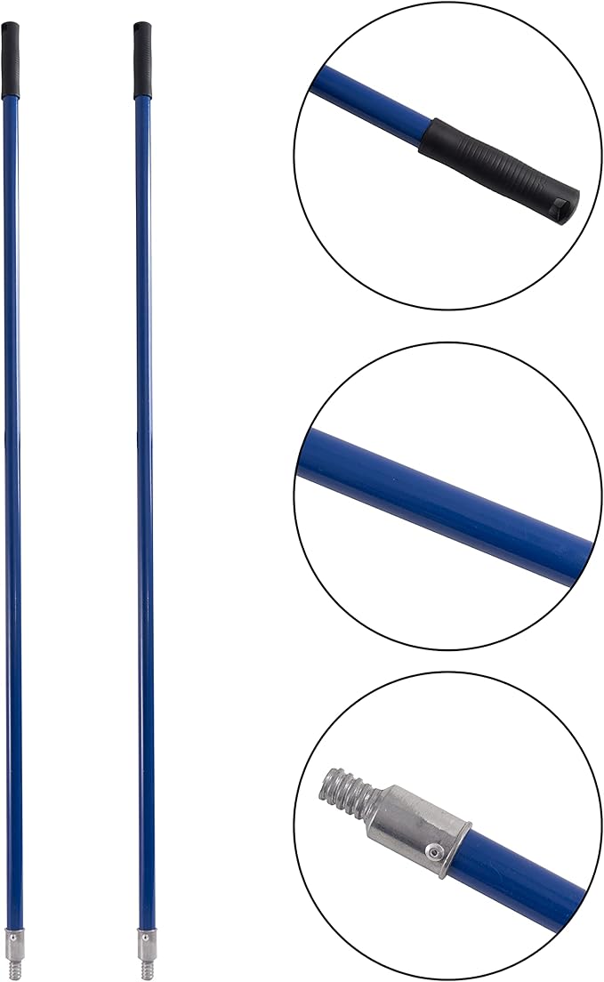 Matthew Cleaning Commercial Screw On Mop Handle for Floor Cleaning Heavy Duty Mop Head Replacement Holder 60inch with Threaded Metal Tip(Blue, 12 Pack)