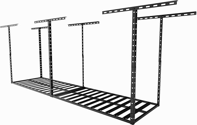 SunsGrove 2x8 Overhead Garage Storage Rack Organization, Adjustable Ceiling Mounted Storage Racks, 800LBS Weight Capacity, 22"-40" Ceiling Dropdown, Hammertone Black