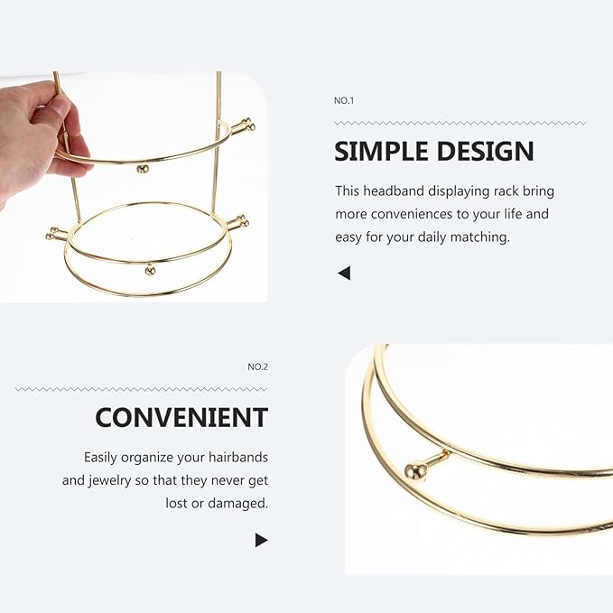 minkissy Three-tiers Crown Display Stand - Metal Brackets Hair Accessories Organizer Box Girls Crown Hair Tie Organizer Crowns Headband Jewelry Holder Crown Organizer for Women
