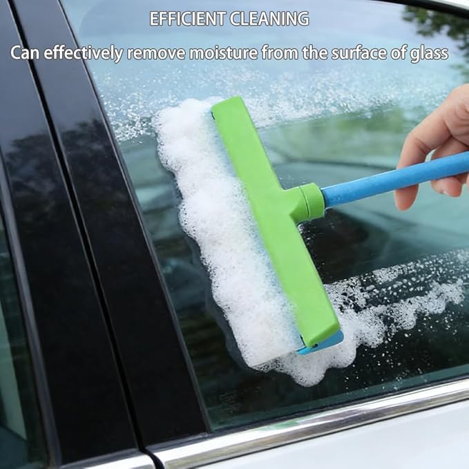Aqua Blade 3-in-1 Window Cleaning Tool with Raznave Squeegee, Rotatable Rubber Blade, and Microfiber Scrubber – Streak-Free Glass and Mirror Cleaner
