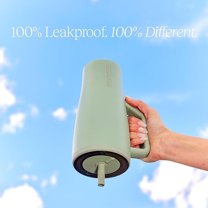 BrüMate Era 40 oz Tumbler with Handle and Straw | 100% Leakproof Insulated Water Bottle Tumbler with Lid and Flexible SoftSip Straw | Made of Stainless Steel | Cup Holder Friendly | 40oz (Mocha)