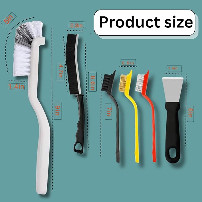 Crevice Cleaning Brush Set 11-Piece Multi-Purpose Hard & Soft Bristle Brushes for Kitchen, Bathroom Tile Grout Sink Bottles & Crevices Deep Cleaning Tools for Home Car & Appliances Black & White