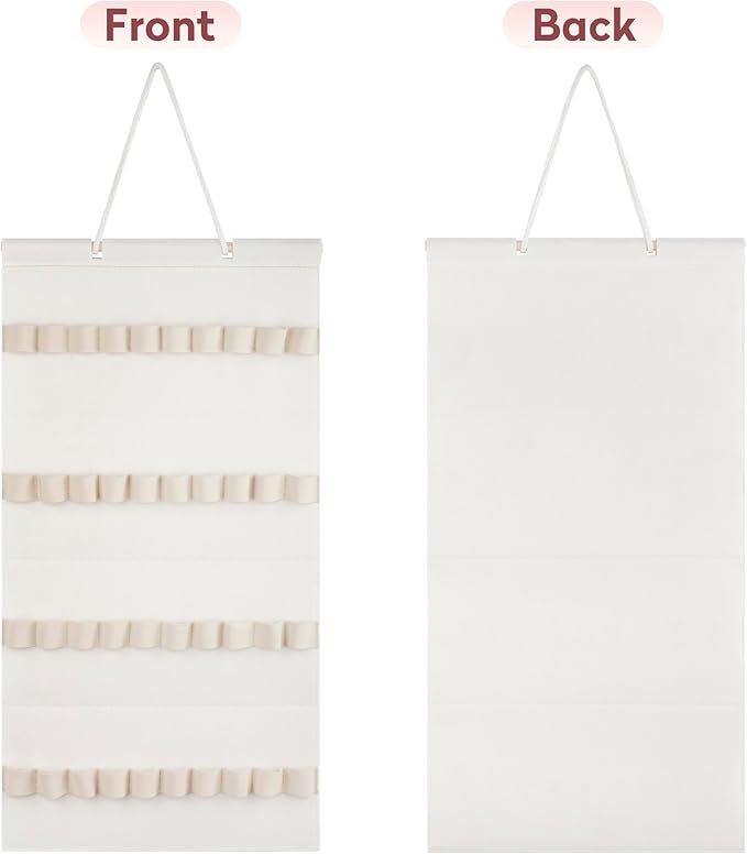 Hanging Headband Holder for Girls,Felt Headband Organizer Headband Storage Holder Organizer for Headband (Without Headbands) (40 Slots Cream)