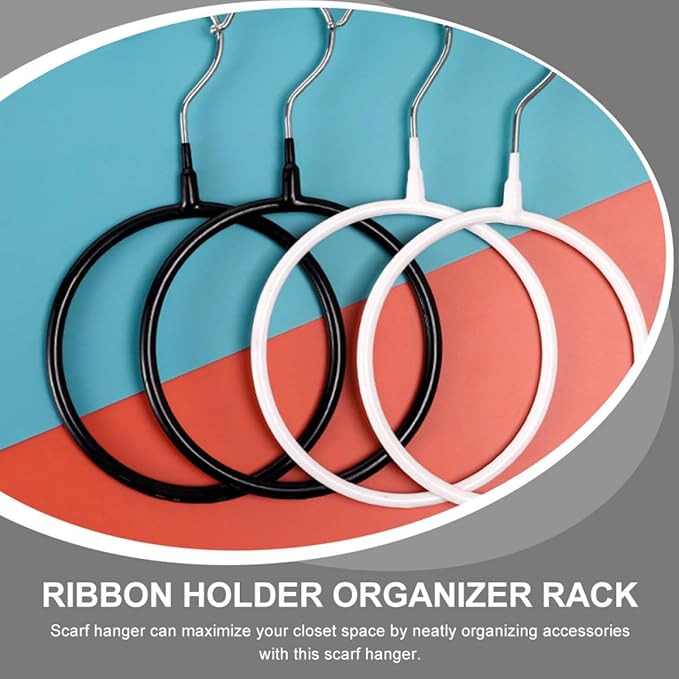 Milisten 4pcs Metal Scarf Hangers and Tie Holder Rings, Black Coated Small and Large Round Closet Organizer for Scarves, Belts, and Accessories Storage