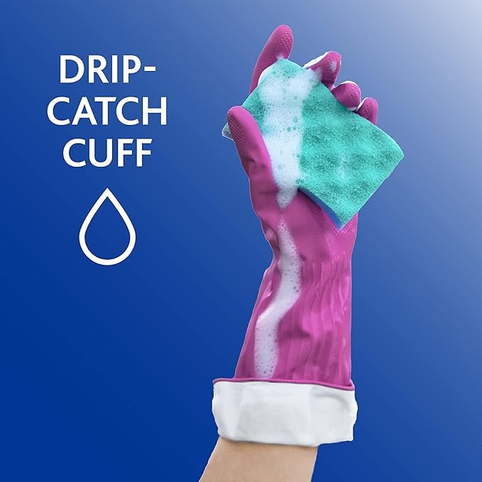 O-Cedar Multi-Use Scrunge Scrub Sponge (6 CT) with Playtex Living Reuseable Rubber Cleaning Gloves (Medium, 3 Pairs)