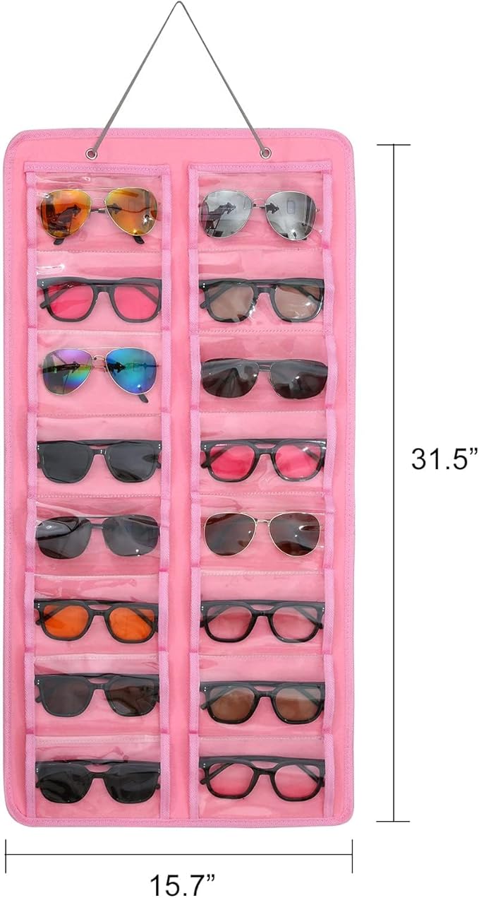 Sunglasses Dust-Proof Organizer Storage Wall Mounted Hanging Sunglasses Organizer 16 Slots Glasses Storage Organizer Holder