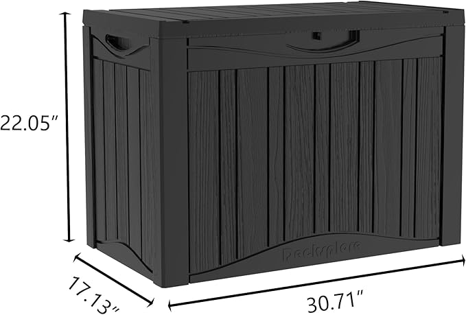 50 Gallon Lockable Resin Outdoor Storage Box, Waterproof & Weather Resistant Deck Box for Patio Cushion, Garden Tools & Pool Accessories, Black