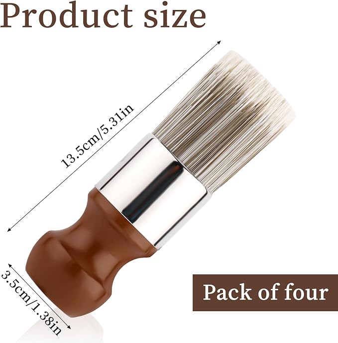 4pcs Salve Brushes for Furniture, Leather Cleaning Brush with Wood Handle and Soft Bristles Repair Cream Balm Applicator Tools for Furniture Home Leather(Salve Not Included)