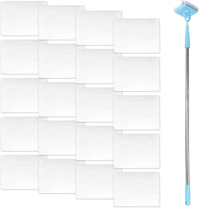 20 Pack Reusable Pad Refills Compatible with Baseboard Buddy Cleaner Tool - Microfiber Replacement Pads for Wet & Dry Use (Baseboard Buddy NOT Included)
