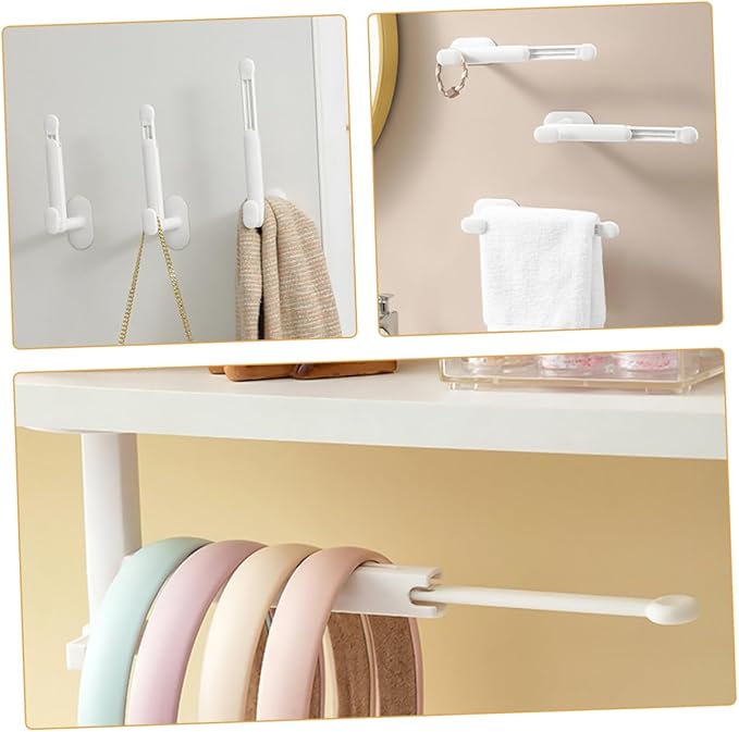 2pcs Wall Mounted Hair Accessories Organizer Telescopic Scrunchies Holder for Hairbands Hair Ties and Jewelry Stylish Storage for Home Decor