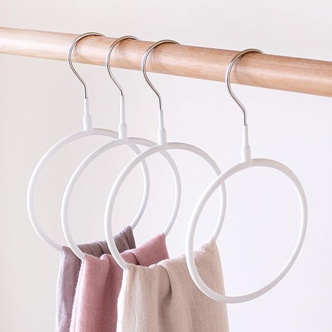 BESPORTBLE Metal Scarf Holder Rings 6pcs Plastic-Coated Metal Storage Hooks for Closet Organization Necktie and Scarf Rack Wardrobe Accessory Organizer for Home Use