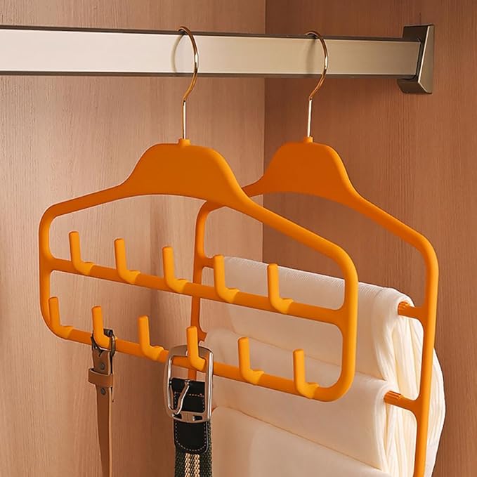 Homoyoyo 2pcs Heavy Duty Belt Hanger Organizer with 11 Hooks, Multi-Function Tie and Scarf Rack for Closet Storage, Large Capacity Hanging Accessory Organizer for Home