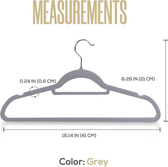 Utopia Home Premium Velvet Hangers 20 Pack - Non-Slip Clothes Hanger with Tie Bar - Grey Hangers with 360 Degree Rotatable Hook - Heavy Duty Coat Hanger