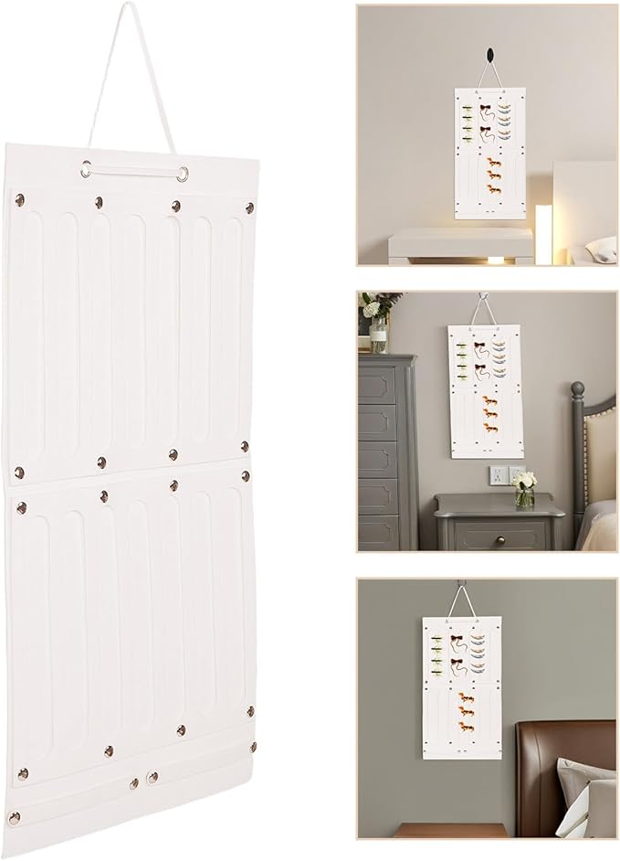 Alipis Felt Hanging Jewelry Organizer Bag with Pouches for Earrings and Hair Clip Storage, Wall-Mounted Headband and Scrunchie Holder, Beige Felt Accessory Organizer for ’ Room and