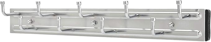 Rev-A-Shelf 14" Pull Out Closet Organization Rack for Belts, Ties and Scarves, Accessories Storage Hanger with Mounting Hardware, Chrome, BRC-14CR