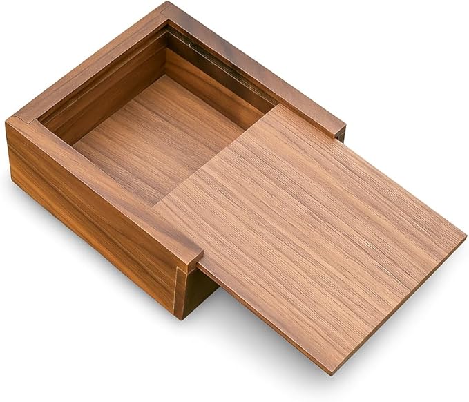 3.7" x 3.7" x 1.6" Walnut Jewelry Box for Rings, Earrings, Keepsakes | Wedding Gift, Elegant Present | Handcrafted Wood Box