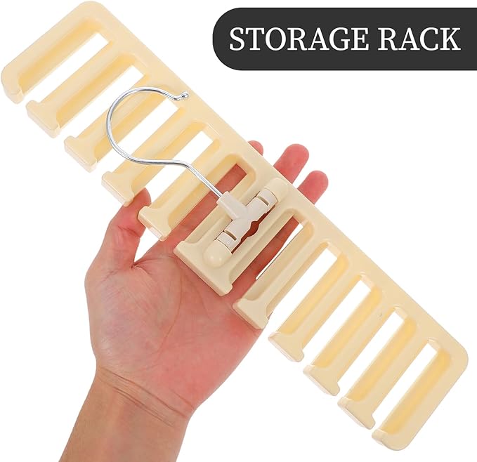 2pcs Belt and Tie Organizer Rack, Plastic Hanging Belt Storage Rack with Multiple Hooks, Wardrobe Accessory Organizer for Scarves, Hats, Purses, and Closet Space Saving, Beige