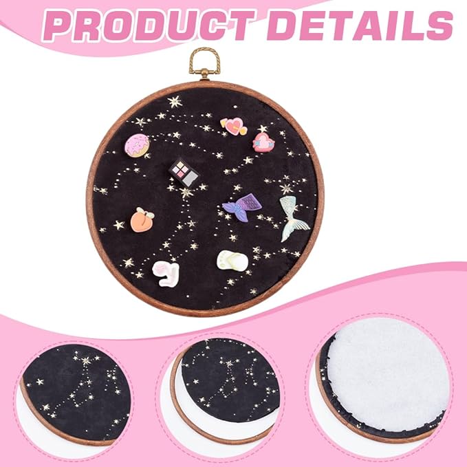 GORGECRAFT Badge Brooch Pennant Display Board Wall Hanging Vintage Round Velvet Organizer Storage Case Earrings Necklace Enamel Pin Holder Collection Display Stand for Jewelry Hair Accessory Black