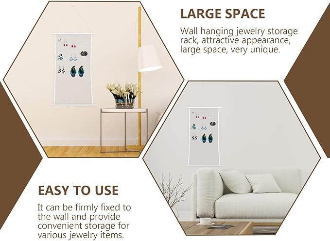 PRETYZOOM Jewelry Wall Organizer Earring Holder with 17 Hooks Hanging Mesh Display Rack for Earrings Storage Home Accessory Organizer