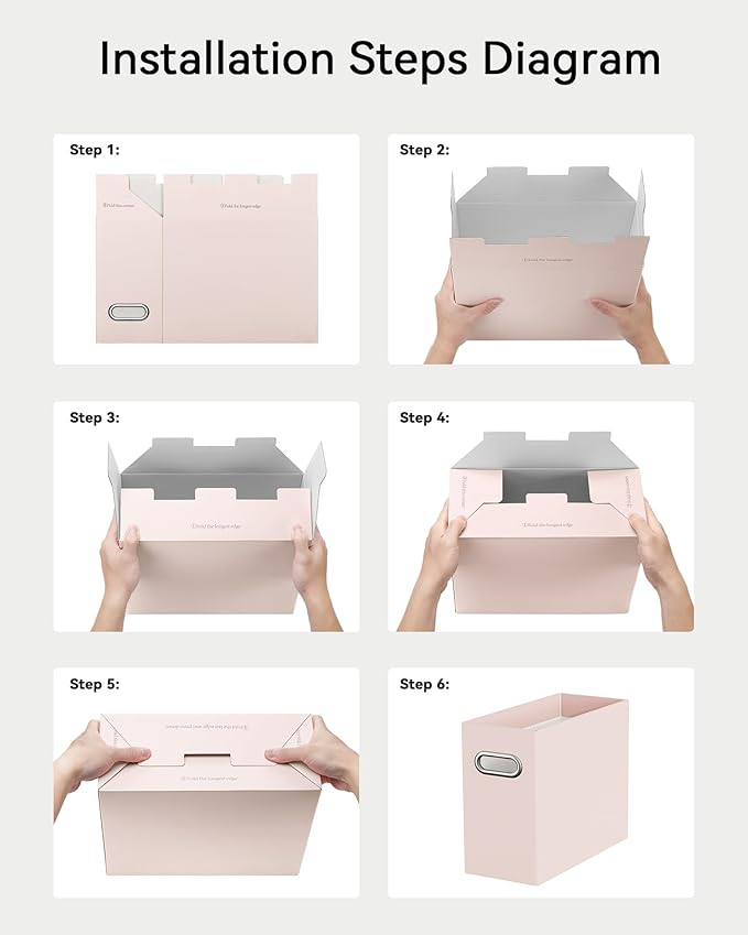 Oterri Cardboard File Organizer Box for Hanging File Folders Letter Size,File Box for Computer Desk,File Cabinet,Working Home,Office,Classroom (Light Pink, Letter Size - 2 Packs)