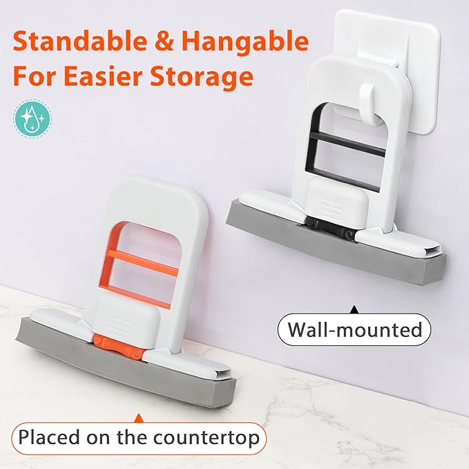 Mini Foldable Wet Dry Use Squeeze Small Mop, Mini Mop for Small Spaces, Black Portable Cleaning Sponge Mops for Desktop, Kitchen, Counter, Glass, Tile