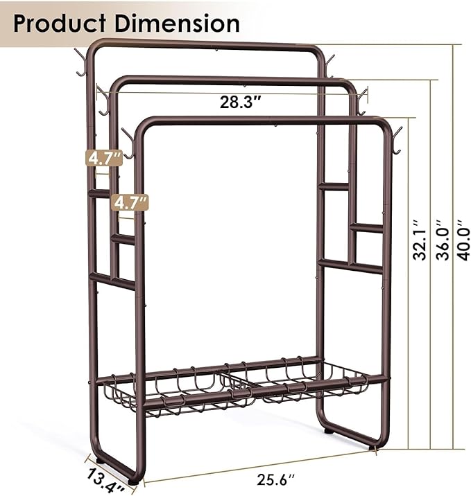 40" H Free Standing Towel Rack with 2 Storage Baskets & 6 Hooks, 3 Tier Silver Metal Towel Stand for Extra Large Towel, Modern Industrial Blanket Ladder Display and Drying Rack for Bedroom Bathroom
