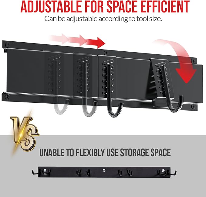 16.5" Garage Organization Wall Mount, Heavy Duty Garden Tool Rack, Hanging Storage Rack for Yard Tools, Shed (16.5 Inches)