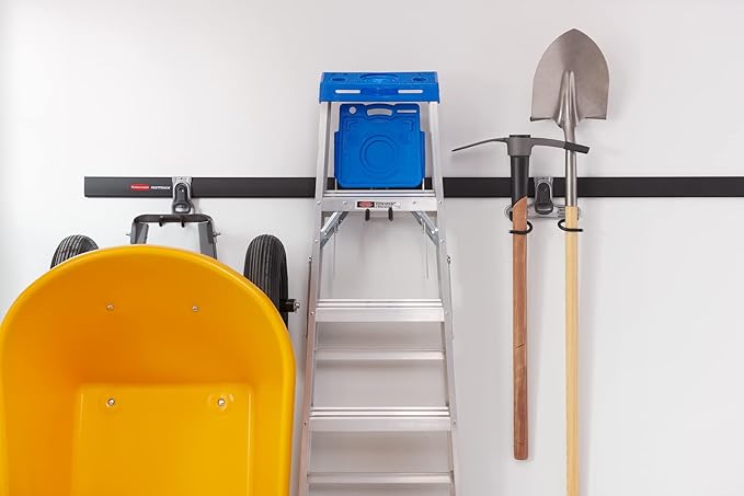Rubbermaid FastTrack 2-Handle Hook (S Hook) Mounted Garage Storage and Space Saving Organization System Metallic Powder-Coated Steeel for Rakes/Brooms/Toys/Ladders