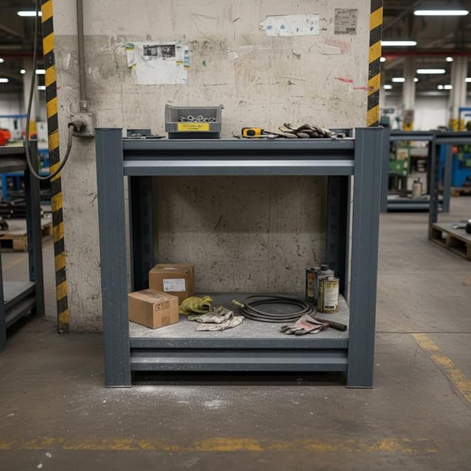 Industrial Storage Rack Heavy-Duty Steel Shelving Unit Multi-Purpose Garage Organization System Black 16" H x 15.8" W x 11.8" D 2-Tier