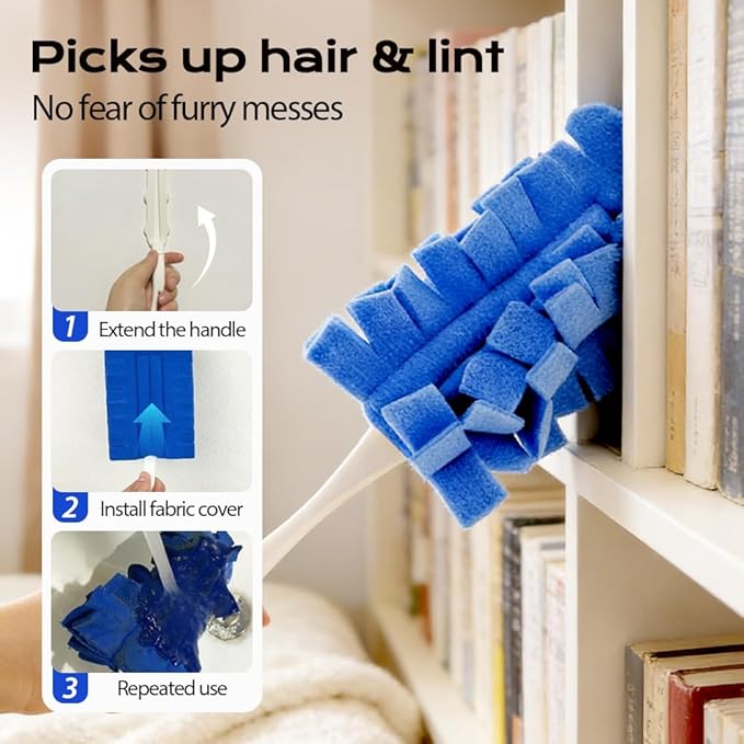 360° Electrostatic Duster Refills, 2026 New Washable & Reusable Microfiber Pads Fleece Duster Refill Compatible Tools for Cleaning Home, Blinds, Car, Pet, Furniture, Fans (Pink)