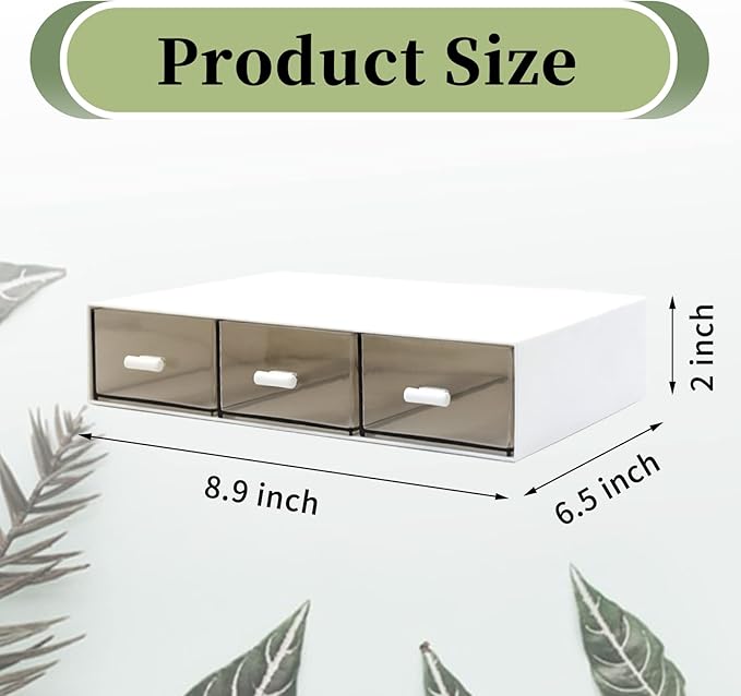 Daoeny Desk Organizer Drawers-Stackable Desk Drawer Organizer, Plastic Storage Drawers Desktop Storage Great for Office Organization School Home - 3 Drawers (White)