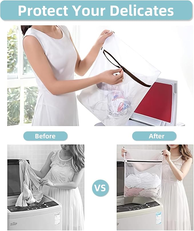 GOGOODA Mesh Laundry Bags for Delicates Durable Protective Wash Bags Travel Storage Bags for Intimates Lingerie, 3PCS（3M）