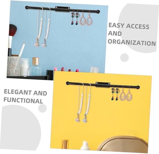 Cabilock Wall Mounted Jewelry Organizer Hangable Necklace Rack with Hooks Storage Shelf for Earrings and Bracelets Decorative Jewelry Display for Home