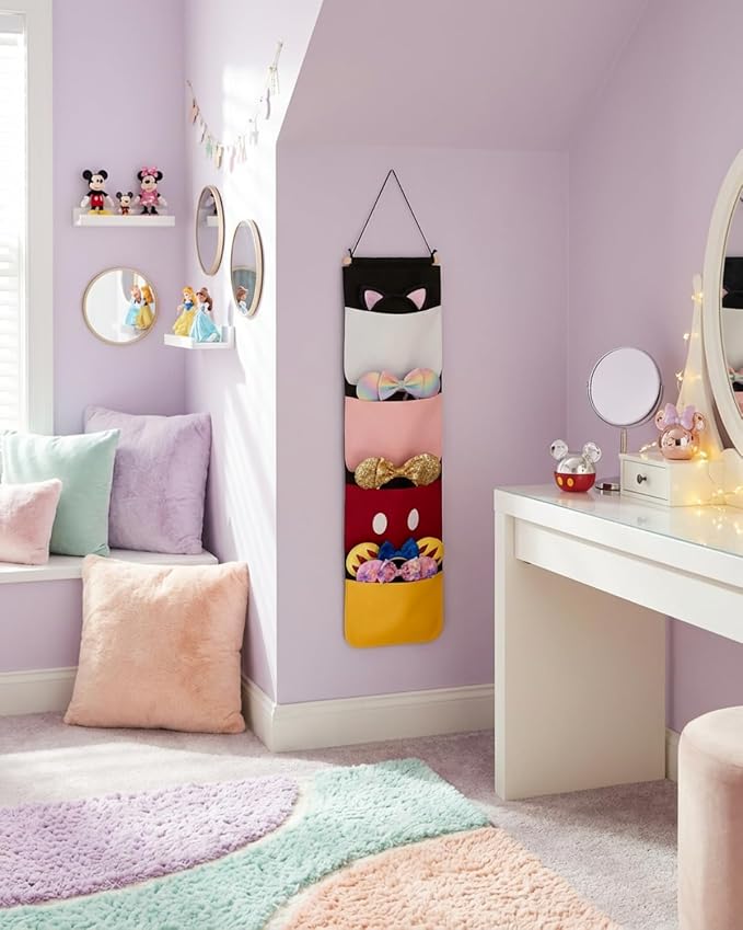 Mouse Ear Organizer, Hanging Headband Holder for Park Ears, Display & Storage Organizer for Disney Accessories, Holds Up to 8–10 Ears, Wall Door Closet Hanging Rack