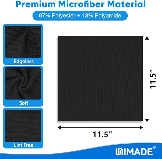 Microfiber Cleaning Cloth, 10 Pack Reusable Microfiber Towels for Cars Lint Free Cleaning Shop Towel Rags for Home Kitchen Automotive Bar Mechanic Restaurant Garage, 11.5"x 11.5", Black