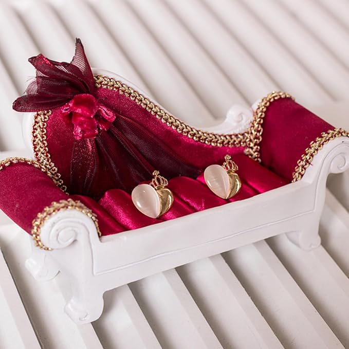 Sofa Shape Jewelry Organizer Rack Ear Stand Rings Holder in Wine Red, Jewelry Display Stand for Earrings and Rings Storage, Home Accessory Organizer for Bedroom and Vanity