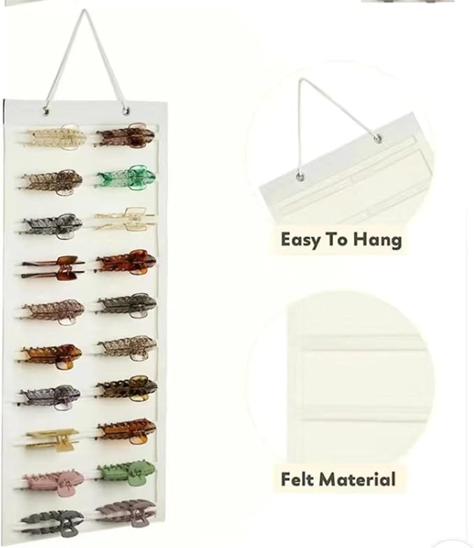 Hanging Claw Clip Organizer for Women Large Capacity Hair Bows Holder Hair Accessories Storage for Sunglasses, Hair Clips, Jewelry, Headbands, Claw Clips Organizer