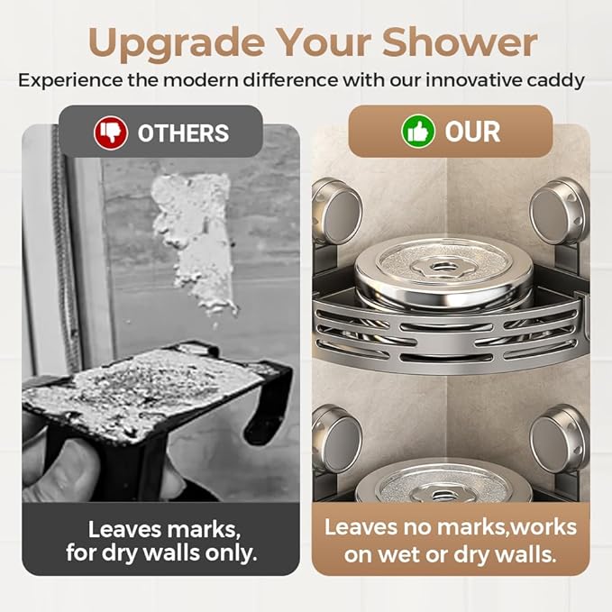 Triangle Suction Cup Corner Shelves, 2026 No Drilling Bathroom Storage Rack, Corner Shower Shelf Suction Cup Shower Caddy Corners Organizer Storage Rack Adhesive with Towel Bar (black, single-layer)