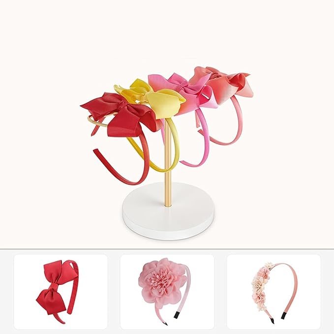 Heaband Holder Organizer Metal Claw Clip Organizer Holder, Headband Storage Display Stand Hair Accessories Organizer for Hair Ropes Bangles and Bracelets Golden