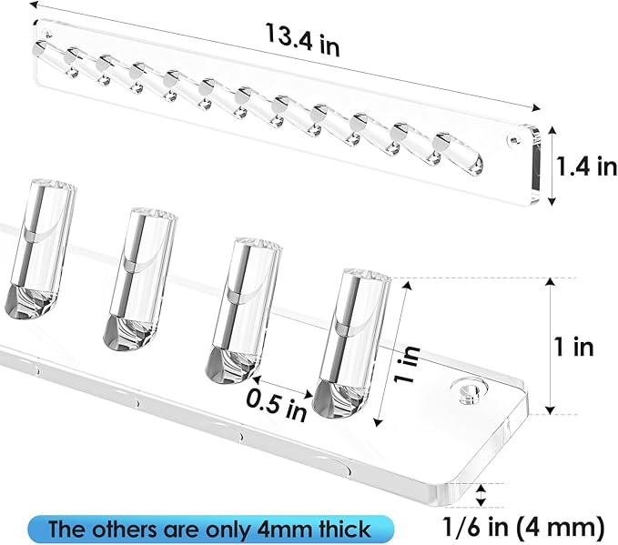 MaxGear Necklace Holder Wall 2-Pack, Clear Acrylic Jewelry Organizer with 24 Hooks, Tangle-Free Display for Necklace, Bangles, Ring, Bracelet Storage, Perfect for Bathroom, Vanity, Closet Door