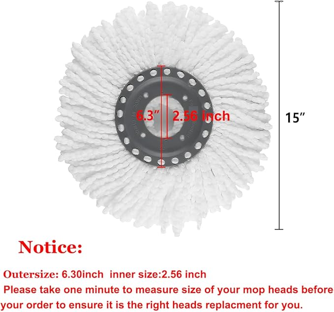 YWSHF 5 PCS Spin Mop Heads Replacement Refill for Old Hurricane Mr.Clean 360 Spin Magic Rotating Round Mop Microfibre Universal Spin Mop Heads Clean Mop Head Refill for Standard Mops (White-5PCS)