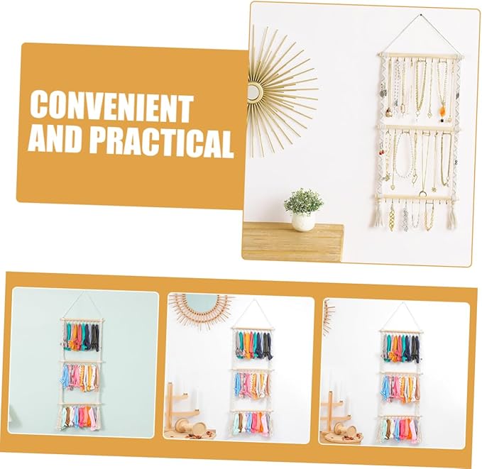 LIFKOME Hanging Hair Accessory Organizer Bow Holder Storage Rack for Hair Clips and Headdresses for Room Decoration