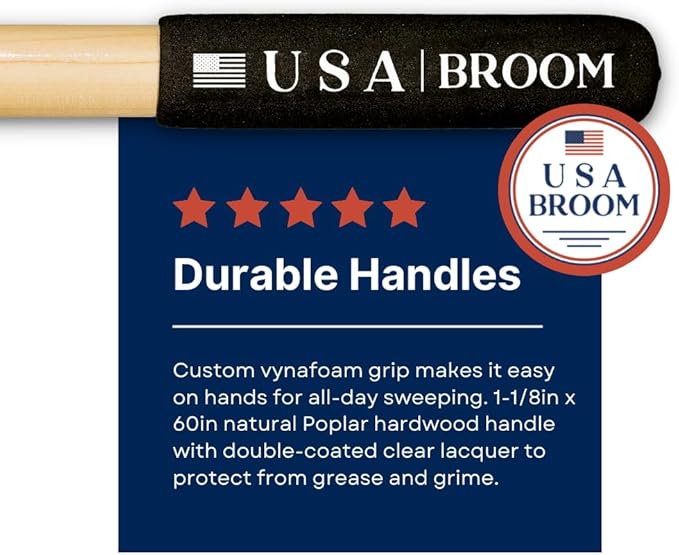 4-Pack - 24" Heavy Duty Outdoor Push Broom with 60" Handle. Ideal for Asphalt, Concrete & Heavy Debris. Durable American Made Steel Brackets-Stainless Steel Hardware. No Plastic. 100% USA Made